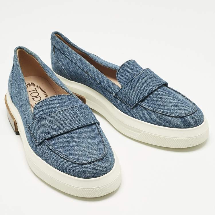 Pre Owned Tod's Blue Denim Slip On Sneakers Size 37