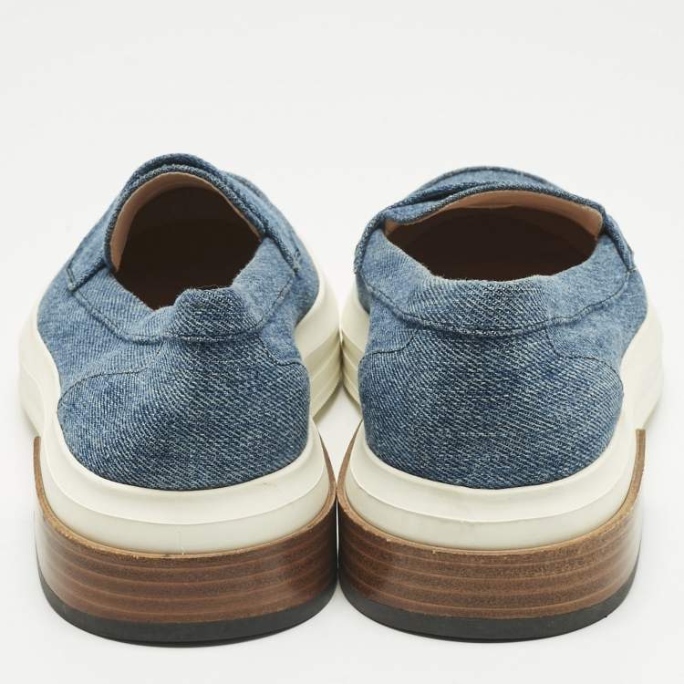Pre Owned Tod's Blue Denim Slip On Sneakers Size 37
