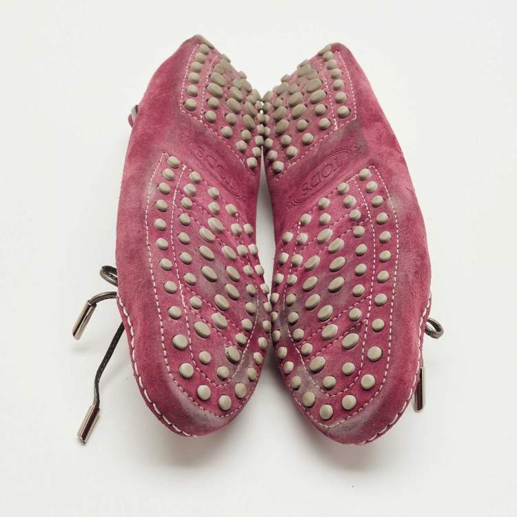 Pre Owned Tod's Purple Suede Gommino Driving Loafers Size 37.5