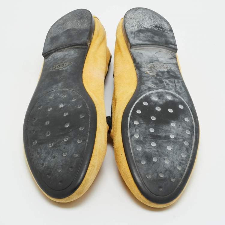 Pre Owned Tod's Yellow Suede Smoking Slippers Size 37.5
