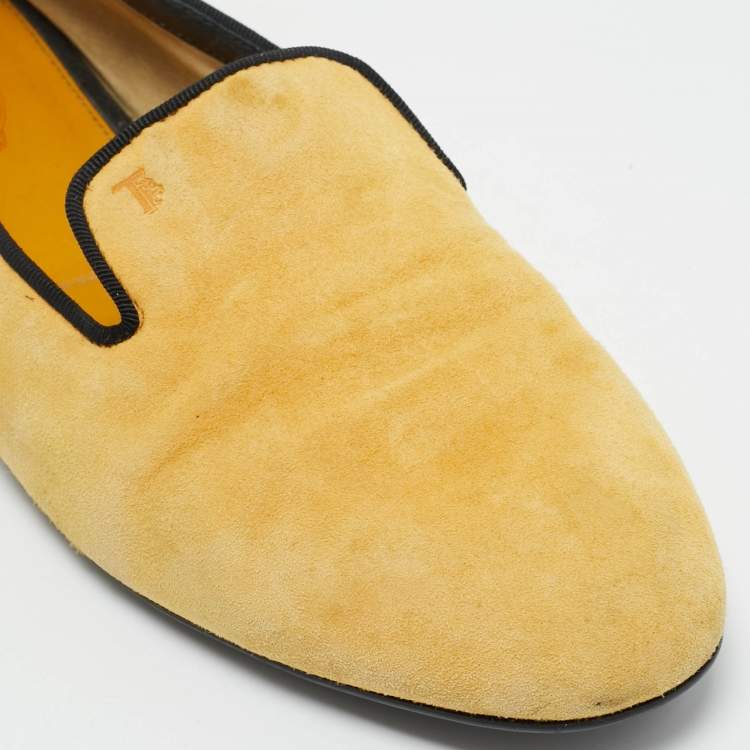Pre Owned Tod's Yellow Suede Smoking Slippers Size 37.5