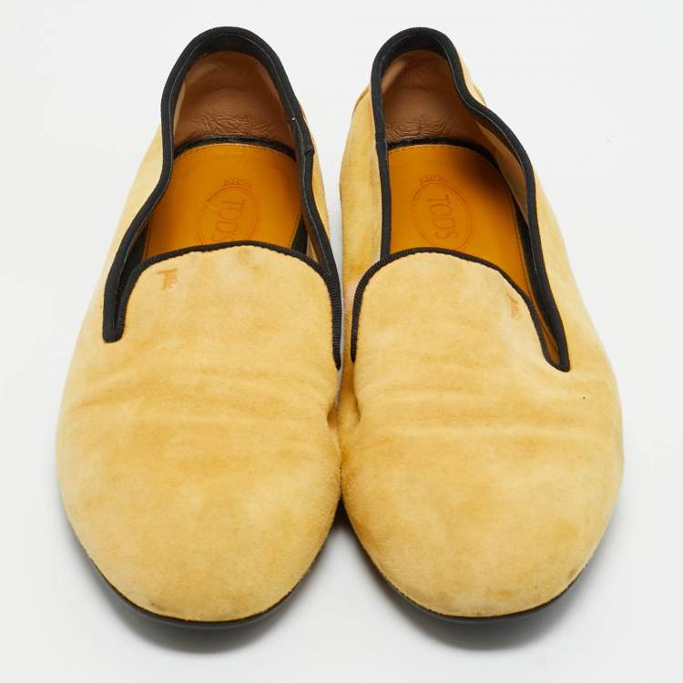 Pre Owned Tod's Yellow Suede Smoking Slippers Size 37.5