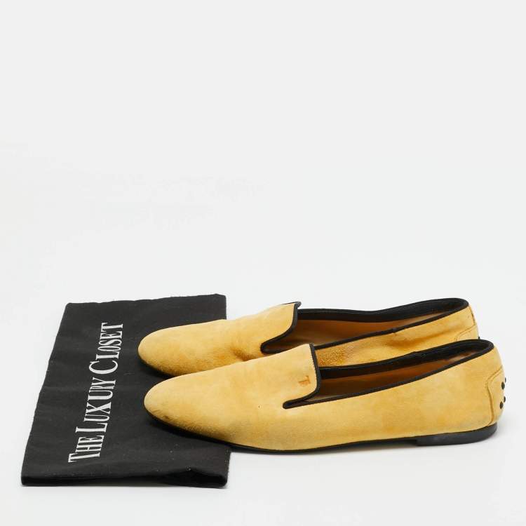 Pre Owned Tod's Yellow Suede Smoking Slippers Size 37.5