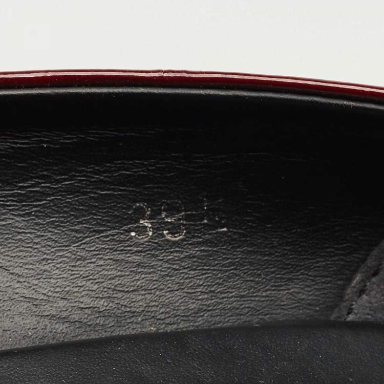 Pre Owned Tod's Burgundy Patent Leather Block Heel Pumps Size 39.5