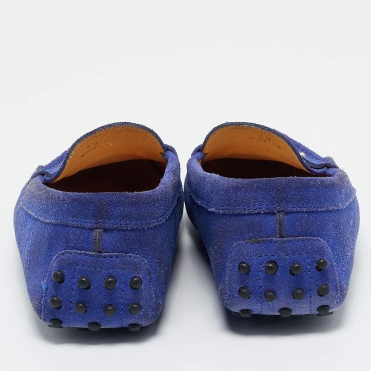 Pre Owned Tod's Blue Suede Slip On Loafers Size 40
