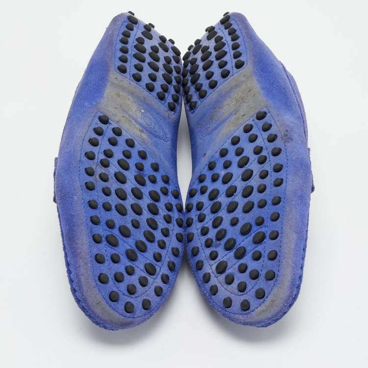 Pre Owned Tod's Blue Suede Slip On Loafers Size 40