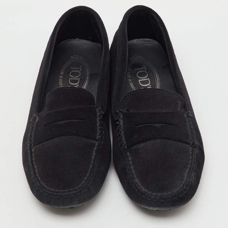 Pre Owned Tod's Black Suede Gommino Slip On Loafers Size 37