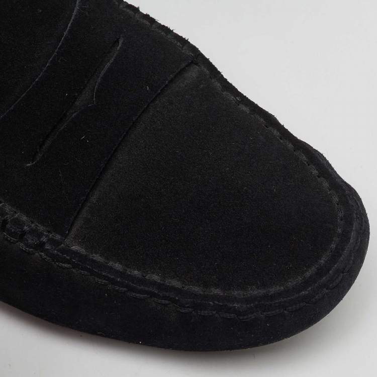 Pre Owned Tod's Black Suede Gommino Slip On Loafers Size 37