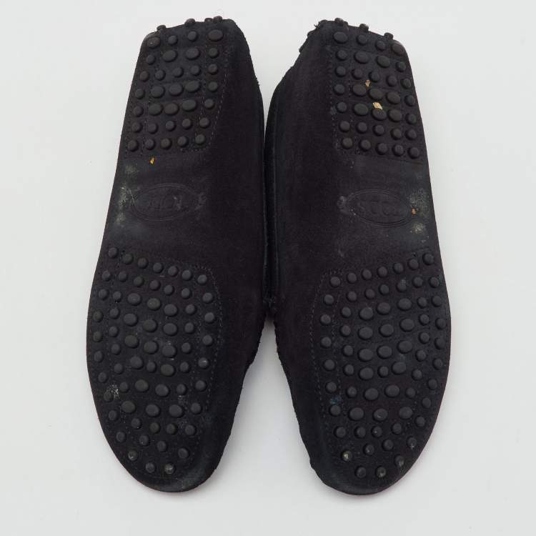 Pre Owned Tod's Black Suede Gommino Slip On Loafers Size 37