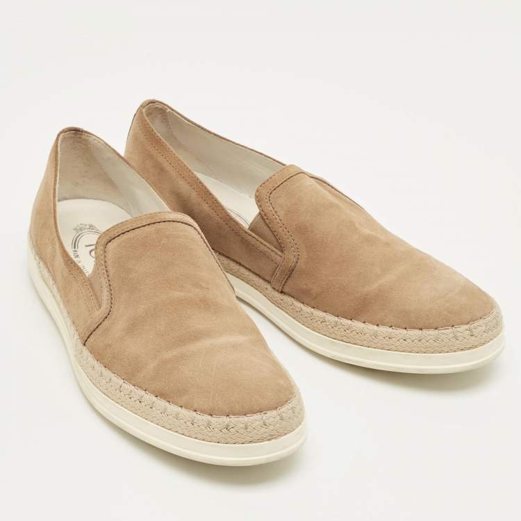 Pre Owned Tod's Brown Suede Slip On Espadrille Sneakers Size 39