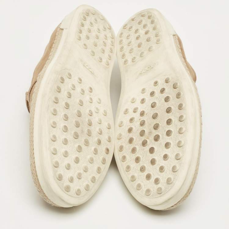 Pre Owned Tod's Brown Suede Slip On Espadrille Sneakers Size 39