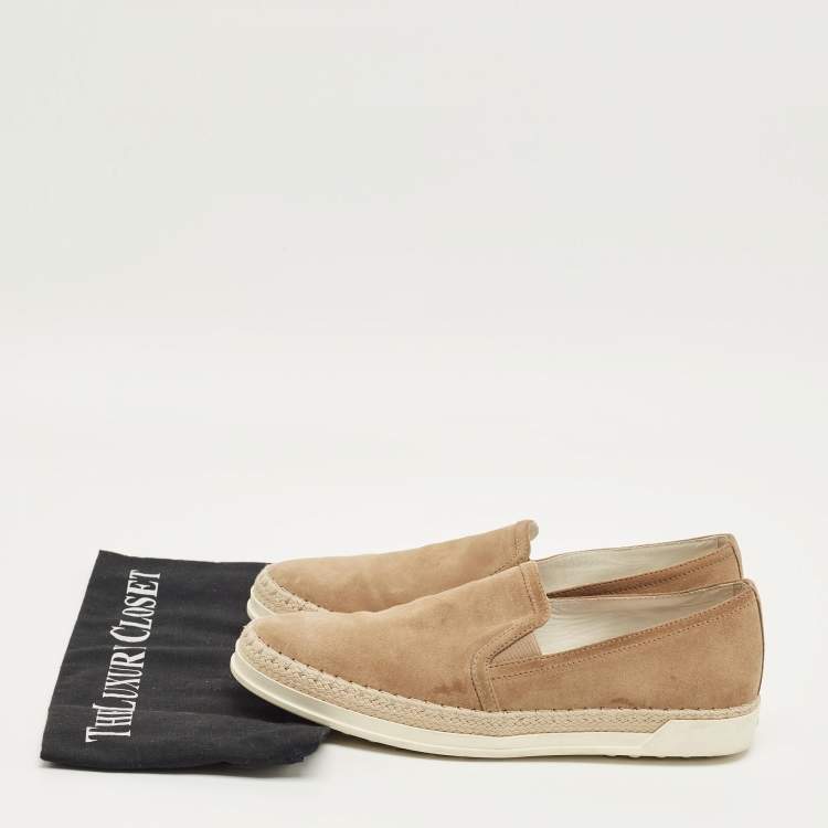 Pre Owned Tod's Brown Suede Slip On Espadrille Sneakers Size 39
