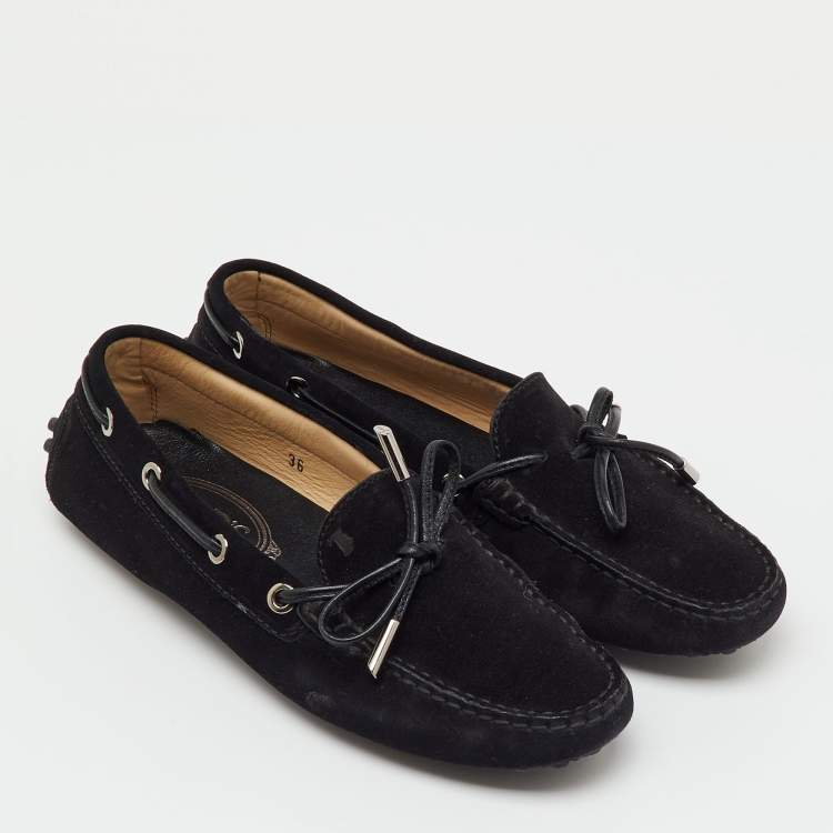 Pre Owned Tod's Black Suede Penny Loafers Size 36