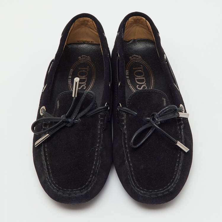 Pre Owned Tod's Black Suede Penny Loafers Size 36