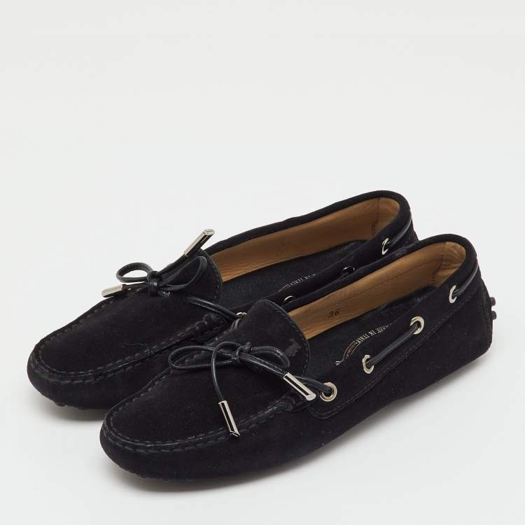 Pre Owned Tod's Black Suede Penny Loafers Size 36