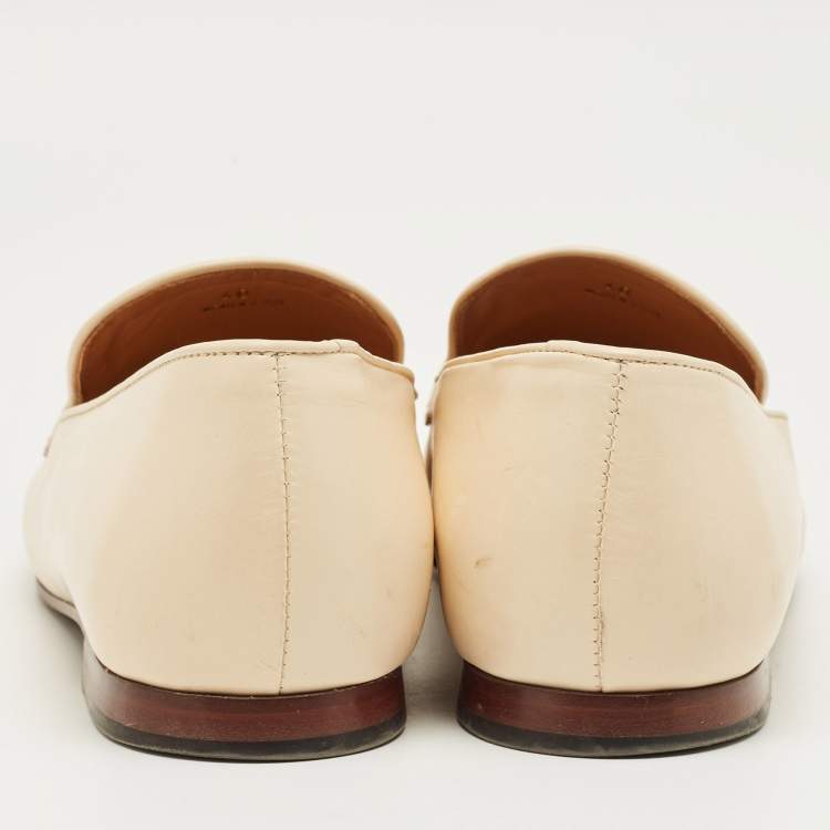 Pre Owned Tod's Beige Leather Slip On Loafers Size 40