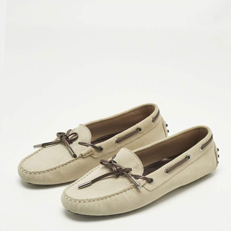 Pre Owned Tod's Grey Suede Gommino Loafers Size 39