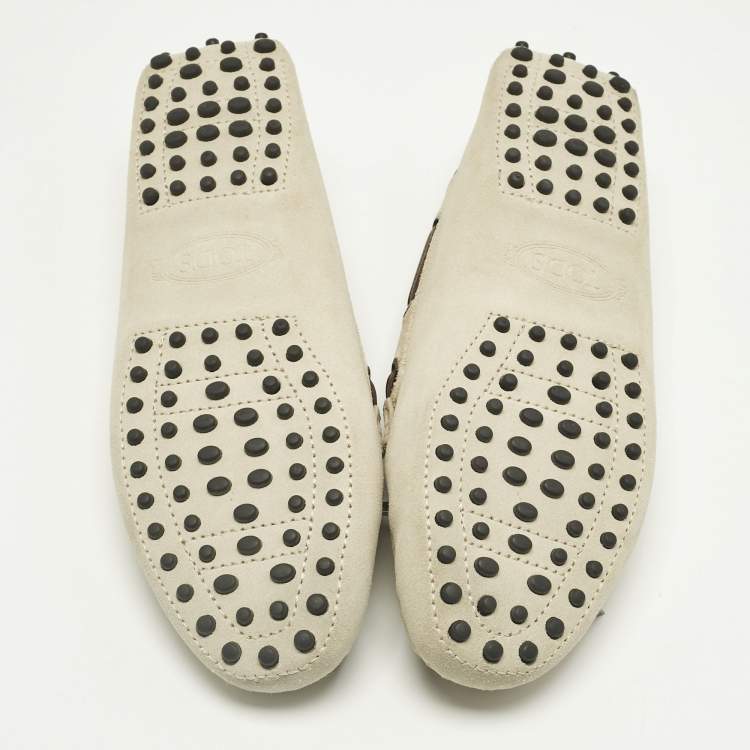 Pre Owned Tod's Grey Suede Gommino Loafers Size 39