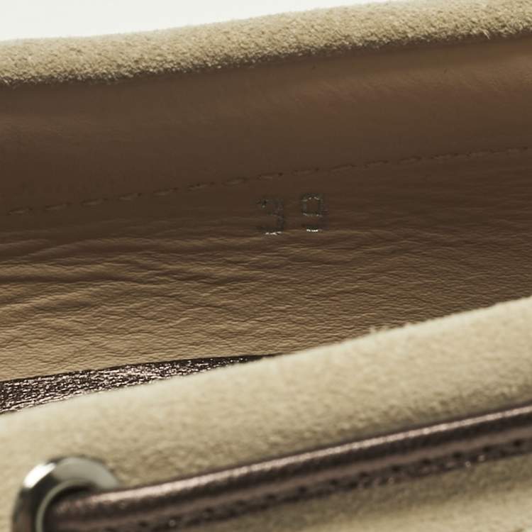 Pre Owned Tod's Grey Suede Gommino Loafers Size 39