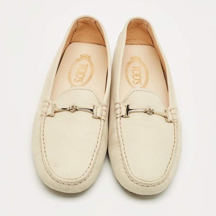 Pre Owned Tod's Cream Nubuck Leather Loafers Size 39.5