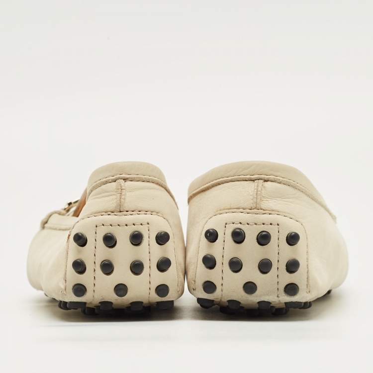 Pre Owned Tod's Cream Nubuck Leather Loafers Size 39.5