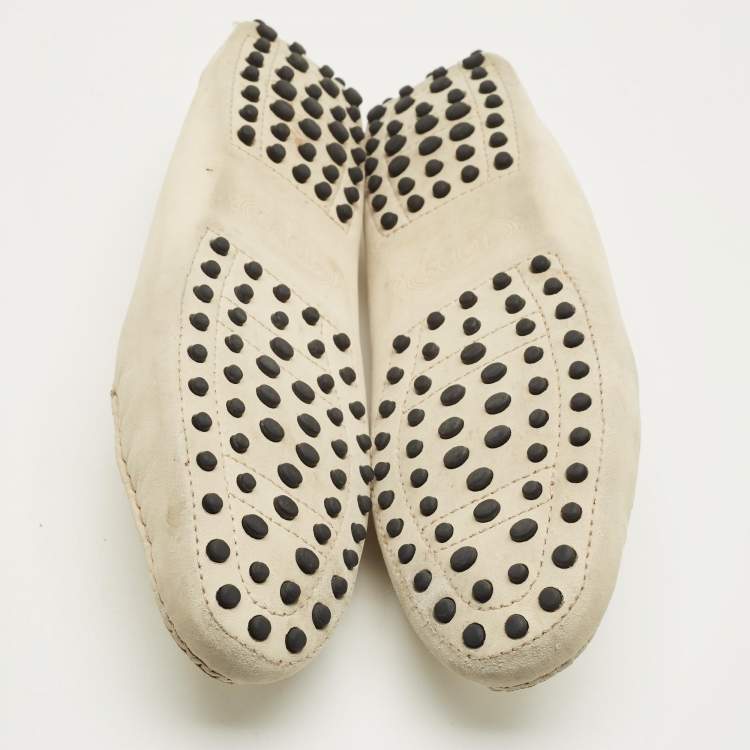 Pre Owned Tod's Cream Nubuck Leather Loafers Size 39.5