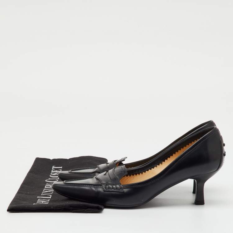 مملوكة مسبقًا Tod's Black Leather Loafer Pumps Size 38