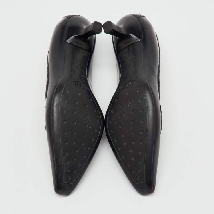 مملوكة مسبقًا Tod's Black Leather Loafer Pumps Size 38