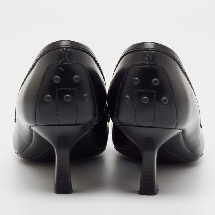 مملوكة مسبقًا Tod's Black Leather Loafer Pumps Size 38