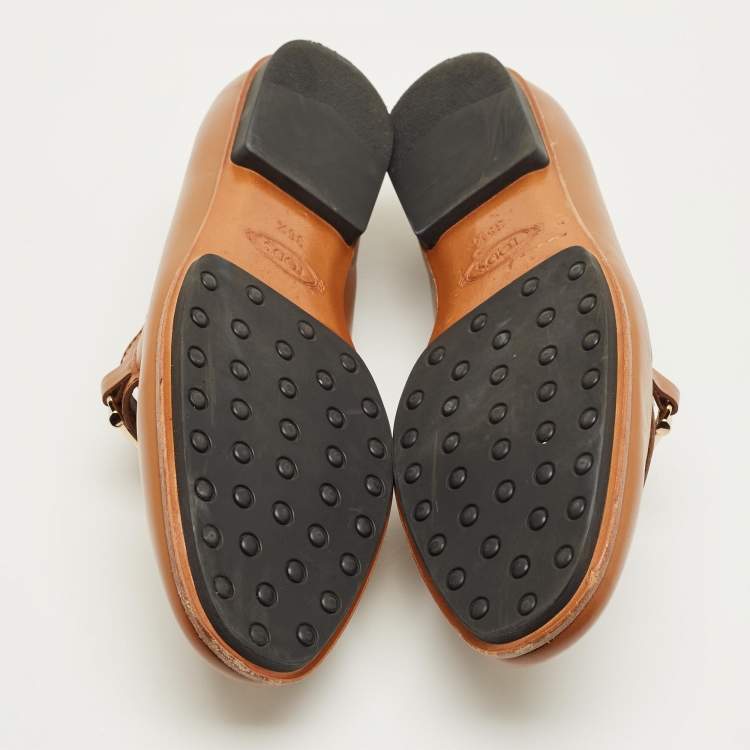 Pre Owned Tod's Brown Leather Slip On Loafers Size 35.5