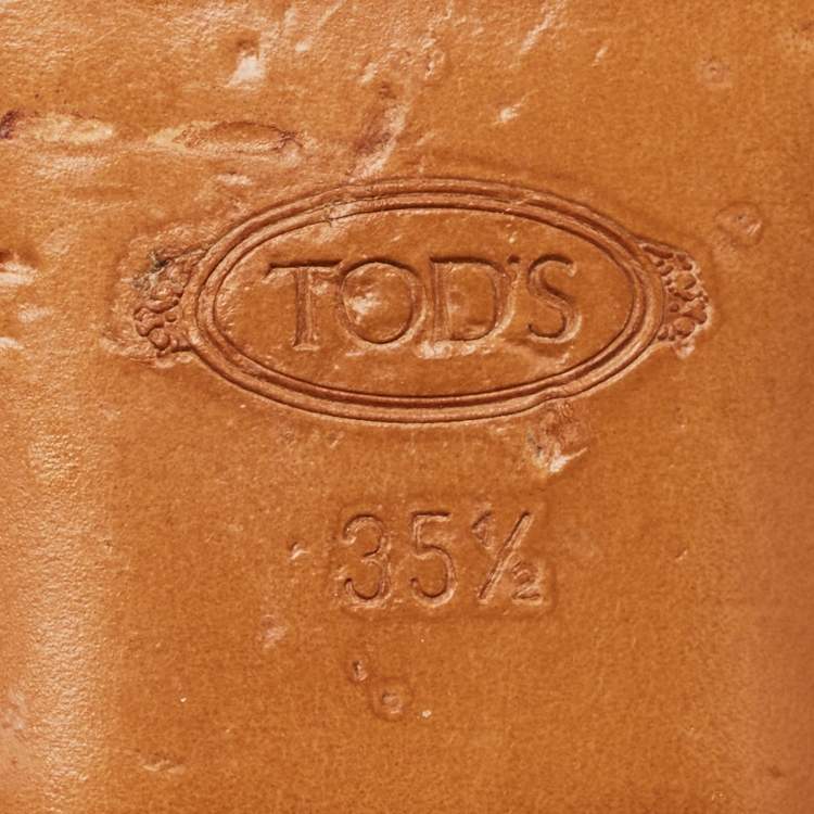 Pre Owned Tod's Brown Leather Slip On Loafers Size 35.5