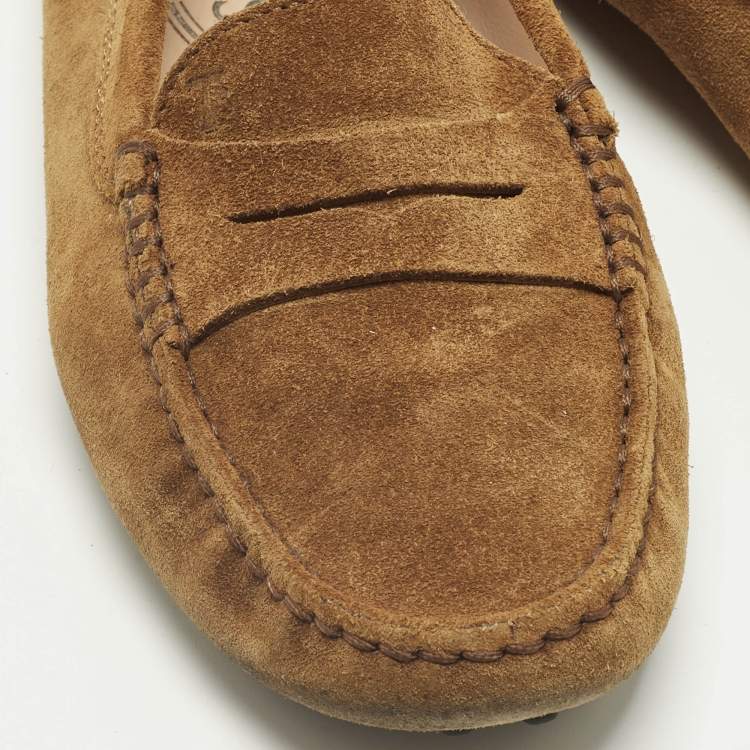 Pre Owned Tod's Brown Suede Penny Loafers Size 35