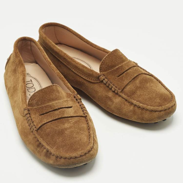 Pre Owned Tod's Brown Suede Penny Loafers Size 35