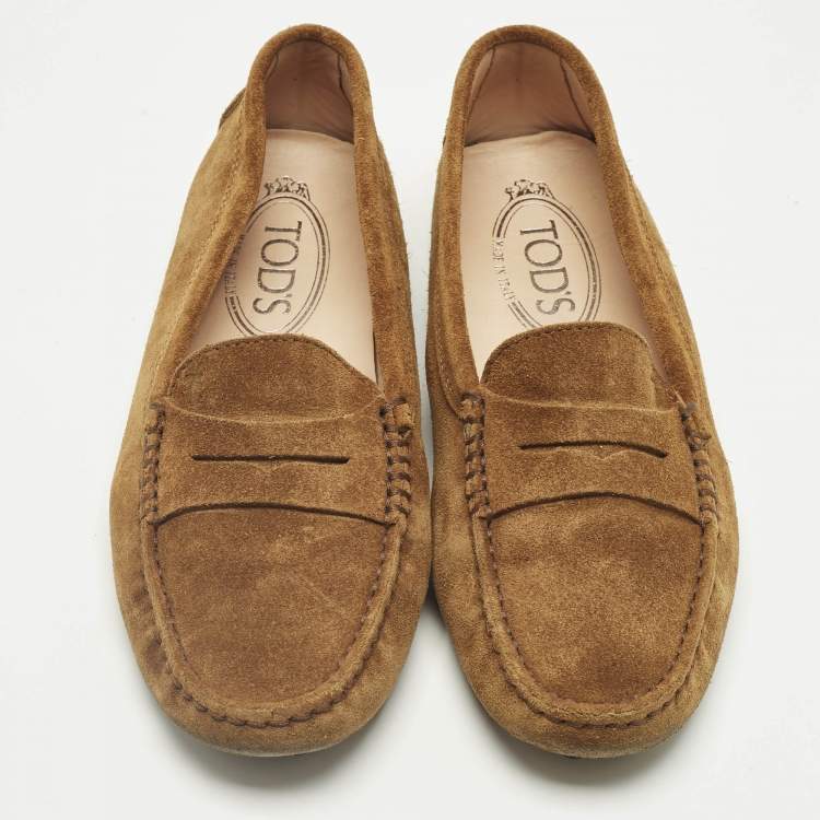 Pre Owned Tod's Brown Suede Penny Loafers Size 35