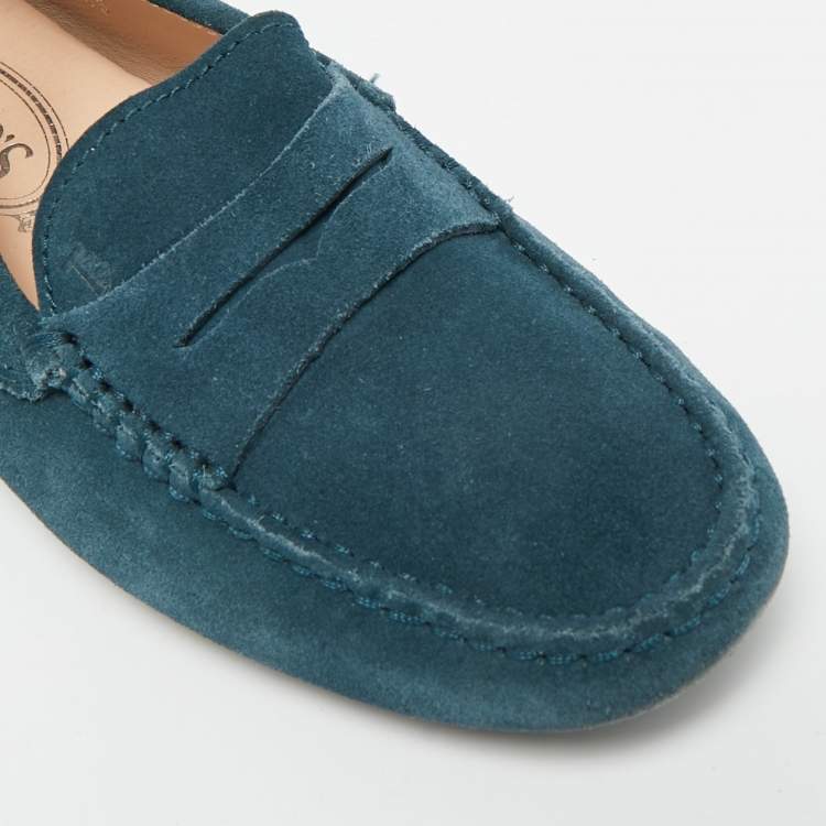 Pre Owned Tod's Size 35 Blue Suede Driver Loafers
