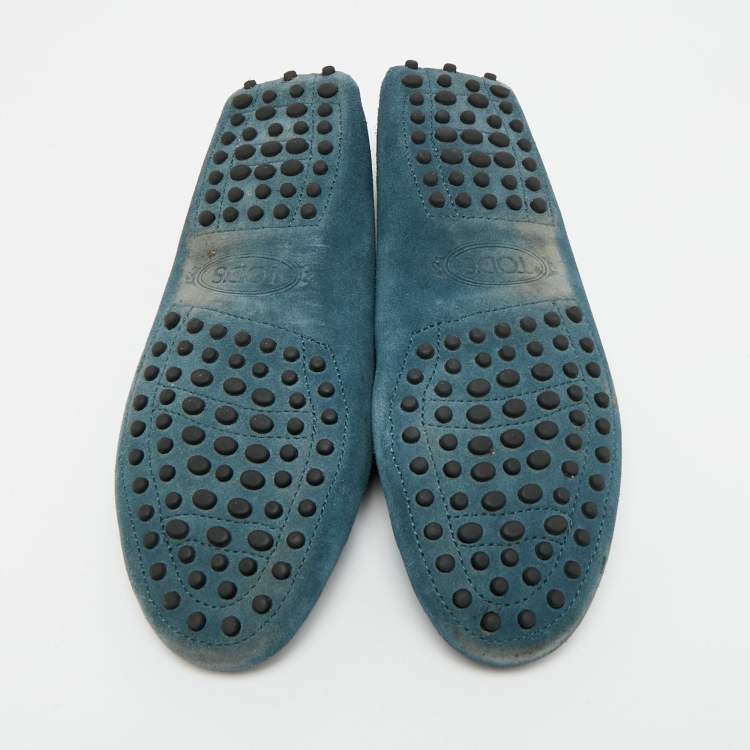 Pre Owned Tod's Size 35 Blue Suede Driver Loafers