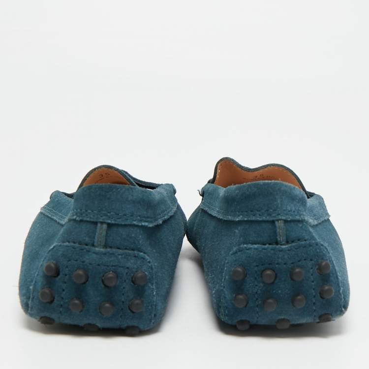 Pre Owned Tod's Size 35 Blue Suede Driver Loafers