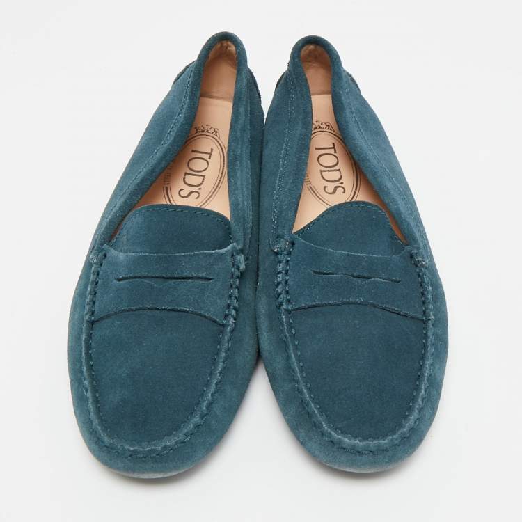 Pre Owned Tod's Size 35 Blue Suede Driver Loafers