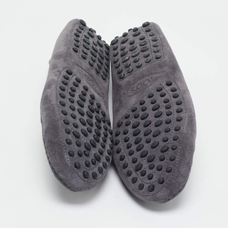 Pre Owned Tod's Gommini Size 35 Grey Suede Driver Loafers