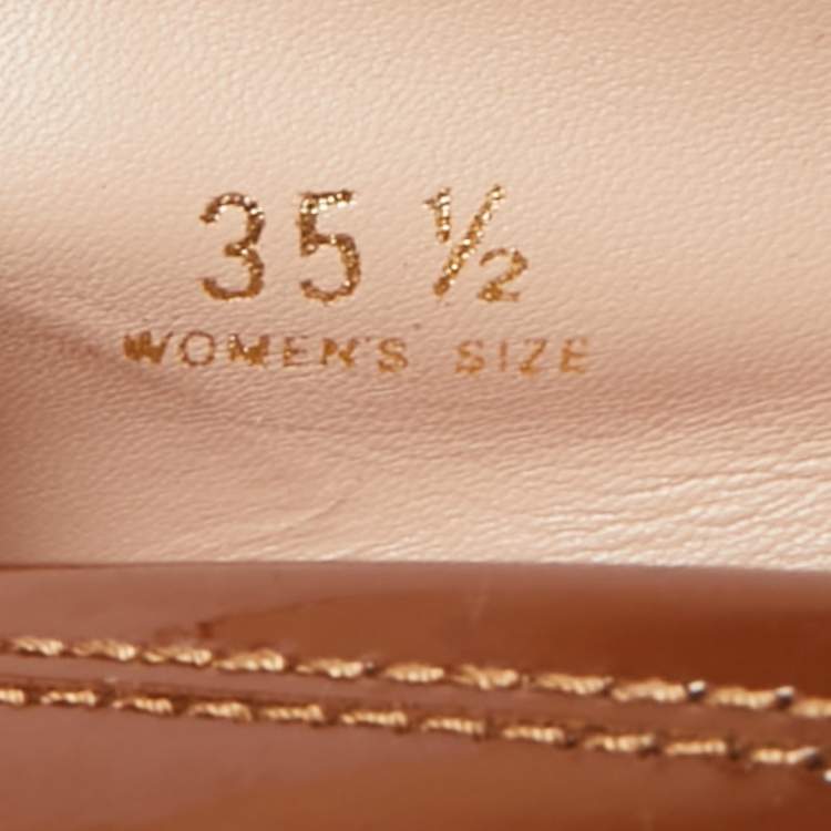 Pre Owned Tod's Size 35.5 Brown Patent Leather Bow Loafers