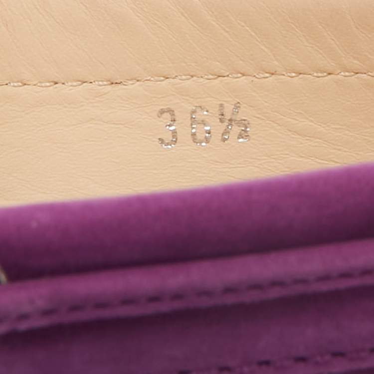 مملوكة مسبقًا Tod's Gommino Bow  Purple Nubuck Leather Loafers Size 36.5
