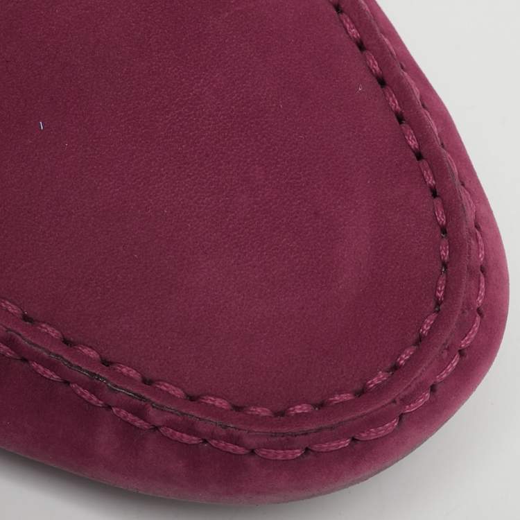 Pre Owned Tod's Size 40.5 Purple Nubuck Leather Loafers