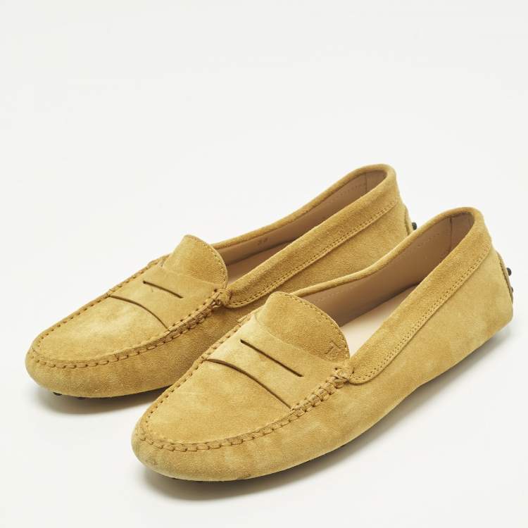 Pre Owned Tod's Gommino Size 38 Brown Suede Penny Loafers