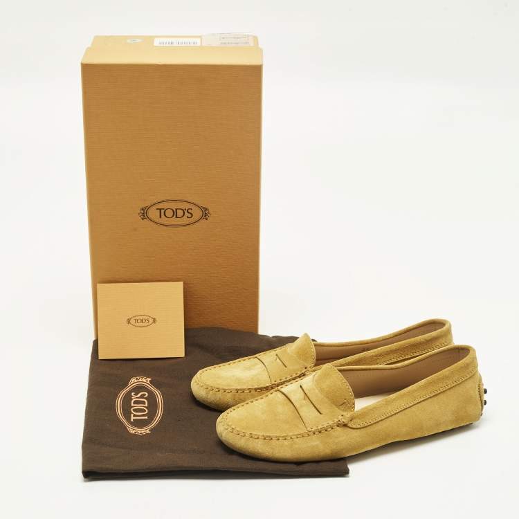 Pre Owned Tod's Gommino Size 38 Brown Suede Penny Loafers