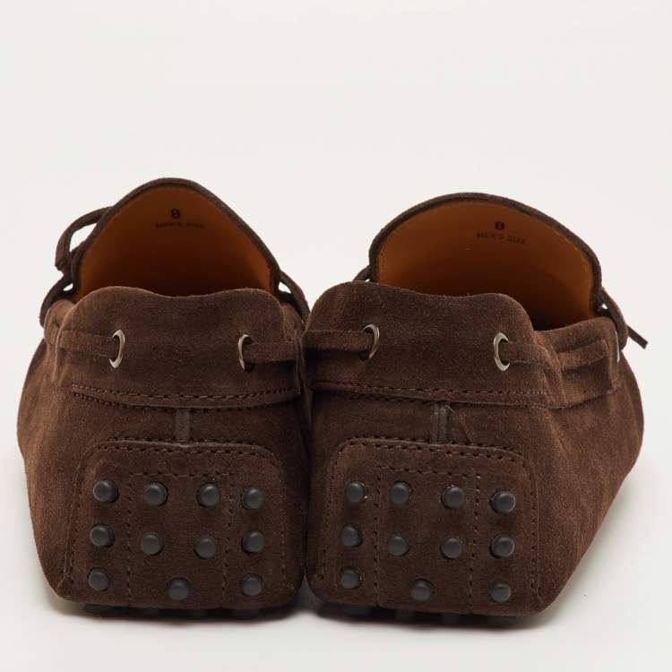 Pre Owned Tod's Size 42 Brown Gommino Suede Driver Loafers