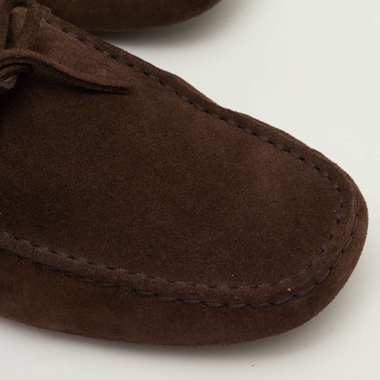 Pre Owned Tod's Size 42 Brown Gommino Suede Driver Loafers