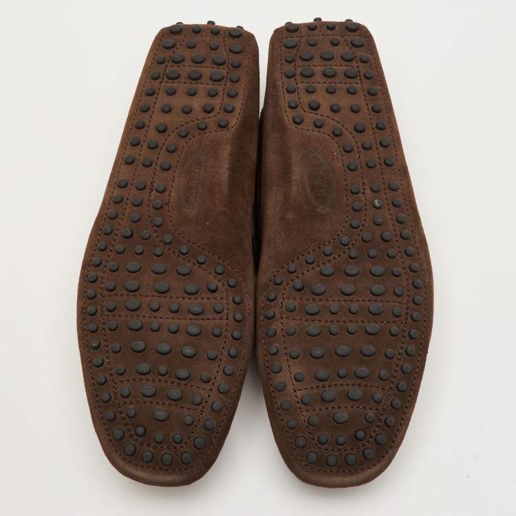 Pre Owned Tod's Size 42 Brown Gommino Suede Driver Loafers