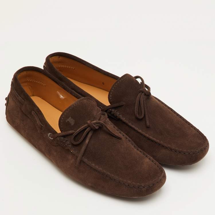 Pre Owned Tod's Size 42 Brown Gommino Suede Driver Loafers