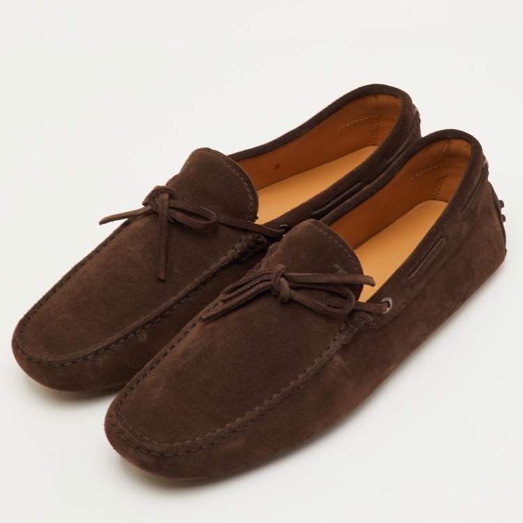 Pre Owned Tod's Size 42 Brown Gommino Suede Driver Loafers