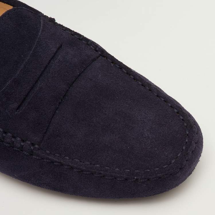 Pre Owned Tod's Gommino Size 42 Navy Blue Nubuck Leather Driver Loafers